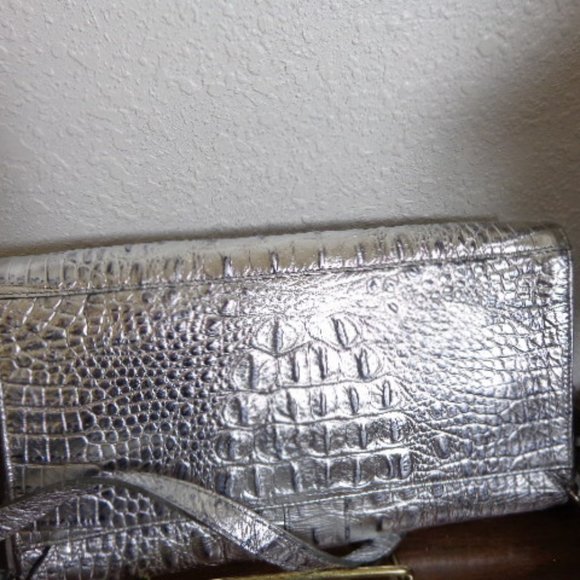 STUNNING Vintage Brahmin SILVER Melbourne Leather Shoulder Bag EXACT Clean LN - Picture 9 of 16